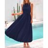 imageBTFBM 2025 Women Summer Vacation Dresses Sleeveless Crewneck Loose Beach Sundress Bubble Hem Tank Maxi Dress PocketsNavy