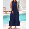 imageBTFBM 2025 Women Summer Vacation Dresses Sleeveless Crewneck Loose Beach Sundress Bubble Hem Tank Maxi Dress PocketsNavy