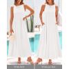 imageBTFBM 2025 Women Summer Vacation Dresses Sleeveless Crewneck Loose Beach Sundress Bubble Hem Tank Maxi Dress PocketsWhite
