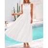 imageBTFBM 2025 Women Summer Vacation Dresses Sleeveless Crewneck Loose Beach Sundress Bubble Hem Tank Maxi Dress PocketsWhite