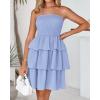 imageBTFBM 2025 Womens Summer Smocked Tube Dress Off Shoulder Strapless Casual Sundress Tiered Mini Beach Vacation DressesBlue