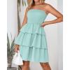 imageBTFBM 2025 Womens Summer Smocked Tube Dress Off Shoulder Strapless Casual Sundress Tiered Mini Beach Vacation DressesLight Green