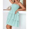 imageBTFBM 2025 Womens Summer Smocked Tube Dress Off Shoulder Strapless Casual Sundress Tiered Mini Beach Vacation DressesLight Green