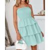 imageBTFBM 2025 Womens Summer Smocked Tube Dress Off Shoulder Strapless Casual Sundress Tiered Mini Beach Vacation DressesLight Green