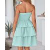 imageBTFBM 2025 Womens Summer Smocked Tube Dress Off Shoulder Strapless Casual Sundress Tiered Mini Beach Vacation DressesLight Green