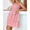 imageBTFBM 2025 Womens Summer Smocked Tube Dress Off Shoulder Strapless Casual Sundress Tiered Mini Beach Vacation DressesPink