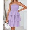 imageBTFBM 2025 Womens Summer Smocked Tube Dress Off Shoulder Strapless Casual Sundress Tiered Mini Beach Vacation DressesPurple