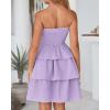 imageBTFBM 2025 Womens Summer Smocked Tube Dress Off Shoulder Strapless Casual Sundress Tiered Mini Beach Vacation DressesPurple
