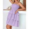 imageBTFBM 2025 Womens Summer Smocked Tube Dress Off Shoulder Strapless Casual Sundress Tiered Mini Beach Vacation DressesPurple