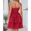 imageBTFBM 2025 Womens Summer Smocked Tube Dress Off Shoulder Strapless Casual Sundress Tiered Mini Beach Vacation DressesRed