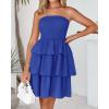 imageBTFBM 2025 Womens Summer Smocked Tube Dress Off Shoulder Strapless Casual Sundress Tiered Mini Beach Vacation DressesRoyal Blue