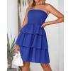 imageBTFBM 2025 Womens Summer Smocked Tube Dress Off Shoulder Strapless Casual Sundress Tiered Mini Beach Vacation DressesRoyal Blue