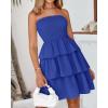 imageBTFBM 2025 Womens Summer Smocked Tube Dress Off Shoulder Strapless Casual Sundress Tiered Mini Beach Vacation DressesRoyal Blue