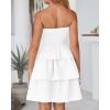 imageBTFBM 2025 Womens Summer Smocked Tube Dress Off Shoulder Strapless Casual Sundress Tiered Mini Beach Vacation DressesWhite