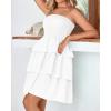 imageBTFBM 2025 Womens Summer Smocked Tube Dress Off Shoulder Strapless Casual Sundress Tiered Mini Beach Vacation DressesWhite