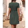 imageBTFBM Summer Dresses for Women 2025 Casual Spring Ribbed Knit Crewneck Short Sleeve Swing Vacation Beach Mini DressArmy Green