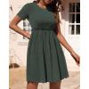 imageBTFBM Summer Dresses for Women 2025 Casual Spring Ribbed Knit Crewneck Short Sleeve Swing Vacation Beach Mini DressArmy Green