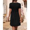 imageBTFBM Summer Dresses for Women 2025 Casual Spring Ribbed Knit Crewneck Short Sleeve Swing Vacation Beach Mini DressBlack
