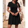 imageBTFBM Summer Dresses for Women 2025 Casual Spring Ribbed Knit Crewneck Short Sleeve Swing Vacation Beach Mini DressBlack