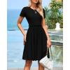 imageBTFBM Summer Dresses for Women 2025 Casual Spring Ribbed Knit Crewneck Short Sleeve Swing Vacation Beach Mini DressBlack