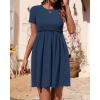 imageBTFBM Summer Dresses for Women 2025 Casual Spring Ribbed Knit Crewneck Short Sleeve Swing Vacation Beach Mini DressBlue