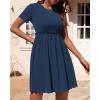 imageBTFBM Summer Dresses for Women 2025 Casual Spring Ribbed Knit Crewneck Short Sleeve Swing Vacation Beach Mini DressBlue