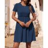 imageBTFBM Summer Dresses for Women 2025 Casual Spring Ribbed Knit Crewneck Short Sleeve Swing Vacation Beach Mini DressBlue