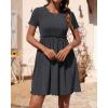 imageBTFBM Summer Dresses for Women 2025 Casual Spring Ribbed Knit Crewneck Short Sleeve Swing Vacation Beach Mini DressDark Grey