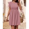 imageBTFBM Summer Dresses for Women 2025 Casual Spring Ribbed Knit Crewneck Short Sleeve Swing Vacation Beach Mini DressPink