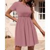 imageBTFBM Summer Dresses for Women 2025 Casual Spring Ribbed Knit Crewneck Short Sleeve Swing Vacation Beach Mini DressPink