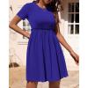 imageBTFBM Summer Dresses for Women 2025 Casual Spring Ribbed Knit Crewneck Short Sleeve Swing Vacation Beach Mini DressRoyal Blue