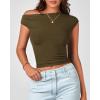 imageBTFBM Women Off The Shoulder Top 2025 Summer Sleeveless Ruched Ribbed Shirt Asymmetrical Slim Fit Y2K Going Out TopsSolid Army Green