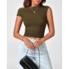 imageBTFBM Women Off The Shoulder Top 2025 Summer Sleeveless Ruched Ribbed Shirt Asymmetrical Slim Fit Y2K Going Out TopsSolid Army Green