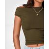 imageBTFBM Women Off The Shoulder Top 2025 Summer Sleeveless Ruched Ribbed Shirt Asymmetrical Slim Fit Y2K Going Out TopsSolid Army Green