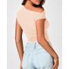 imageBTFBM Women Off The Shoulder Top 2025 Summer Sleeveless Ruched Ribbed Shirt Asymmetrical Slim Fit Y2K Going Out TopsSolid Beige