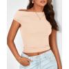 imageBTFBM Women Off The Shoulder Top 2025 Summer Sleeveless Ruched Ribbed Shirt Asymmetrical Slim Fit Y2K Going Out TopsSolid Beige