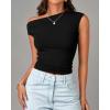 imageBTFBM Women Off The Shoulder Top 2025 Summer Sleeveless Ruched Ribbed Shirt Asymmetrical Slim Fit Y2K Going Out TopsSolid Black
