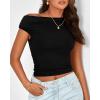 imageBTFBM Women Off The Shoulder Top 2025 Summer Sleeveless Ruched Ribbed Shirt Asymmetrical Slim Fit Y2K Going Out TopsSolid Black