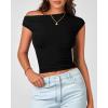 imageBTFBM Women Off The Shoulder Top 2025 Summer Sleeveless Ruched Ribbed Shirt Asymmetrical Slim Fit Y2K Going Out TopsSolid Black