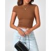 imageBTFBM Women Off The Shoulder Top 2025 Summer Sleeveless Ruched Ribbed Shirt Asymmetrical Slim Fit Y2K Going Out TopsSolid Brown