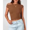 imageBTFBM Women Off The Shoulder Top 2025 Summer Sleeveless Ruched Ribbed Shirt Asymmetrical Slim Fit Y2K Going Out TopsSolid Brown