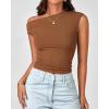 imageBTFBM Women Off The Shoulder Top 2025 Summer Sleeveless Ruched Ribbed Shirt Asymmetrical Slim Fit Y2K Going Out TopsSolid Brown