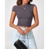 imageBTFBM Women Off The Shoulder Top 2025 Summer Sleeveless Ruched Ribbed Shirt Asymmetrical Slim Fit Y2K Going Out TopsSolid Dark Grey