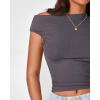 imageBTFBM Women Off The Shoulder Top 2025 Summer Sleeveless Ruched Ribbed Shirt Asymmetrical Slim Fit Y2K Going Out TopsSolid Dark Grey