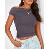imageBTFBM Women Off The Shoulder Top 2025 Summer Sleeveless Ruched Ribbed Shirt Asymmetrical Slim Fit Y2K Going Out TopsSolid Dark Grey