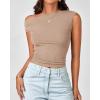 imageBTFBM Women Off The Shoulder Top 2025 Summer Sleeveless Ruched Ribbed Shirt Asymmetrical Slim Fit Y2K Going Out TopsSolid Khaki