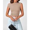 imageBTFBM Women Off The Shoulder Top 2025 Summer Sleeveless Ruched Ribbed Shirt Asymmetrical Slim Fit Y2K Going Out TopsSolid Khaki