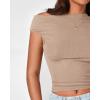 imageBTFBM Women Off The Shoulder Top 2025 Summer Sleeveless Ruched Ribbed Shirt Asymmetrical Slim Fit Y2K Going Out TopsSolid Khaki