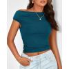 imageBTFBM Women Off The Shoulder Top 2025 Summer Sleeveless Ruched Ribbed Shirt Asymmetrical Slim Fit Y2K Going Out TopsSolid Lake Blue