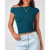 imageBTFBM Women Off The Shoulder Top 2025 Summer Sleeveless Ruched Ribbed Shirt Asymmetrical Slim Fit Y2K Going Out TopsSolid Lake Blue